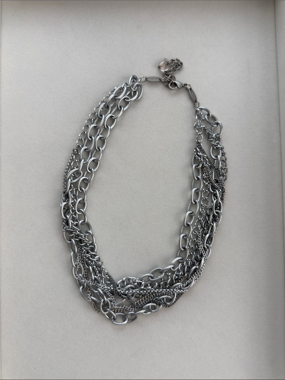 Sabika Multi-Strand Silver Tone Chain Necklace